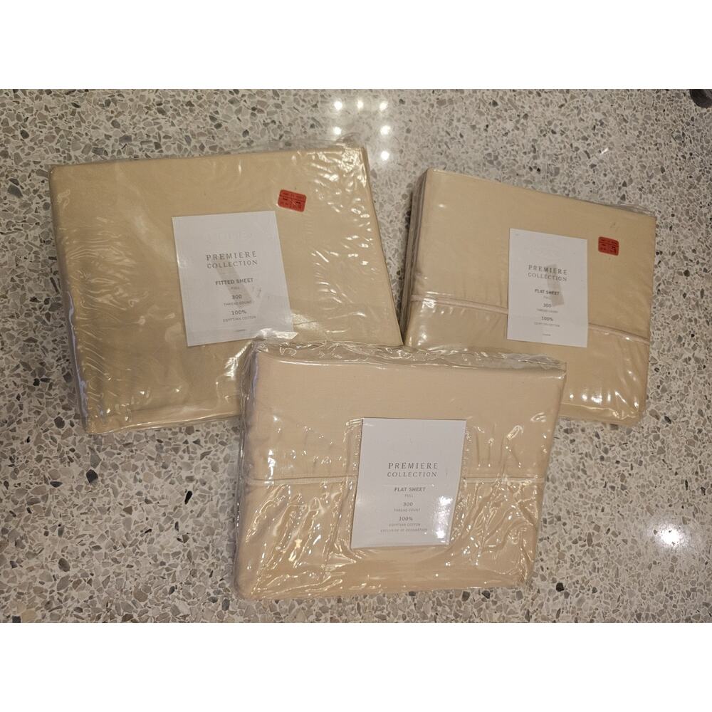 Target Home‎ lot 3 sheet 2-Flat 1-fitted 300 thread Egyptian Cotton Wheat NOS